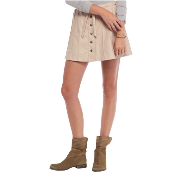 Free People A-Line Vegan Leather Mini Skirt - Picture 3 of 7